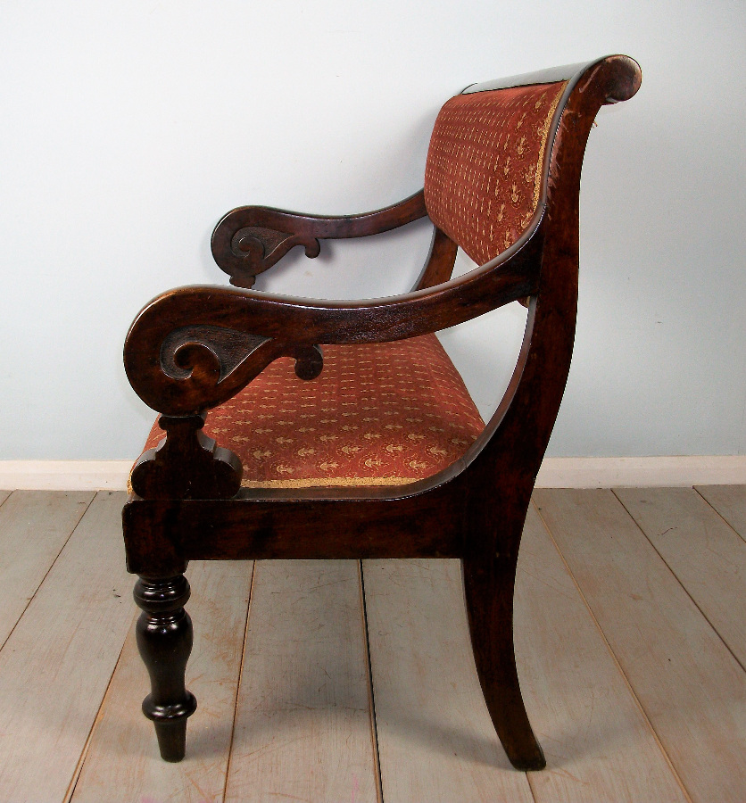 Victorian Walnut Window Seat Hall Bench